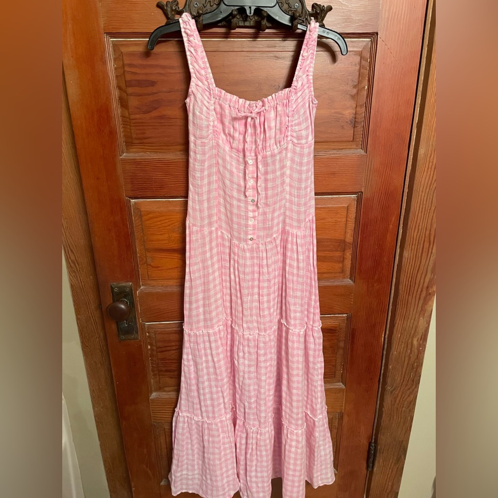 Frankie's Bikinis Pink Gingham Maxi Dress - Picture 3 of 9